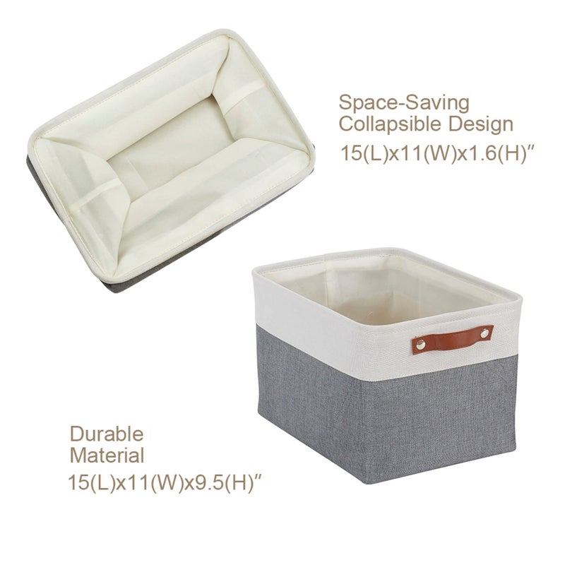 DECOMOMO Storage Baskets for Shelves - Fabric Storage Bins, Linen Closet Organizers and Storage (Slate Grey & White, Large - 4 Pack) - Image 5